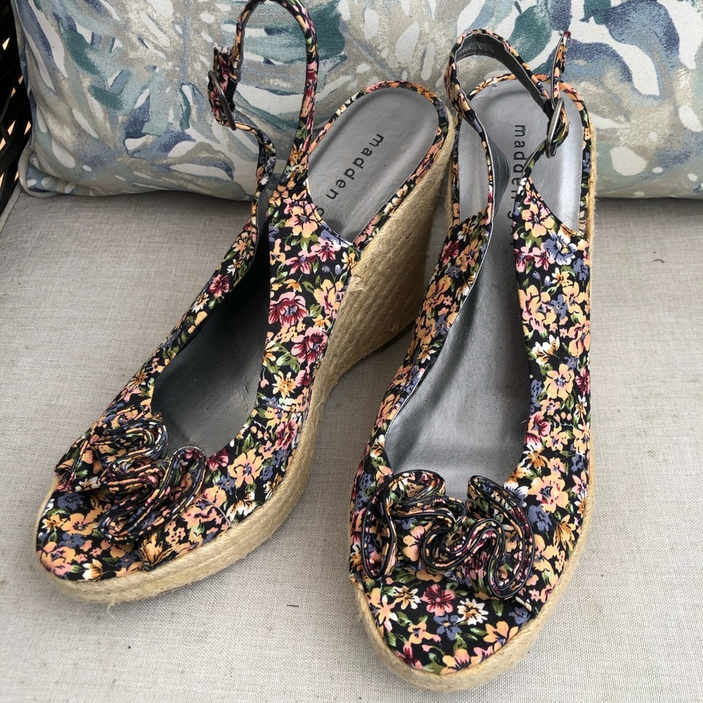 NEW Madden Girl Sz 10 Espadrille Slingback Wedges